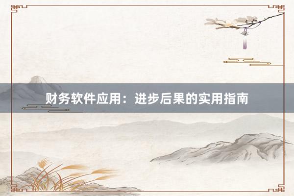 财务软件应用：进步后果的实用指南